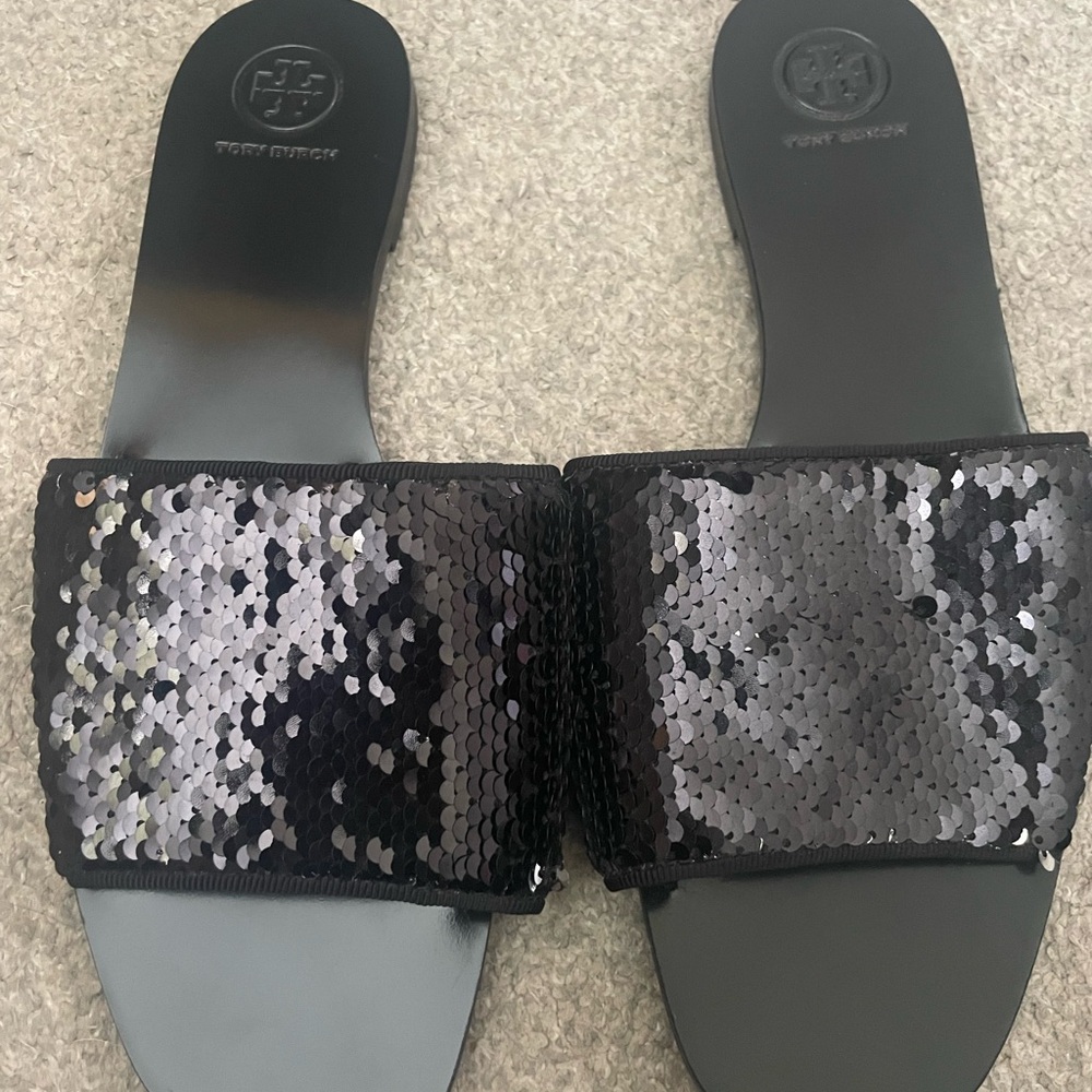 Tory Burch Black Sequin Slides 9